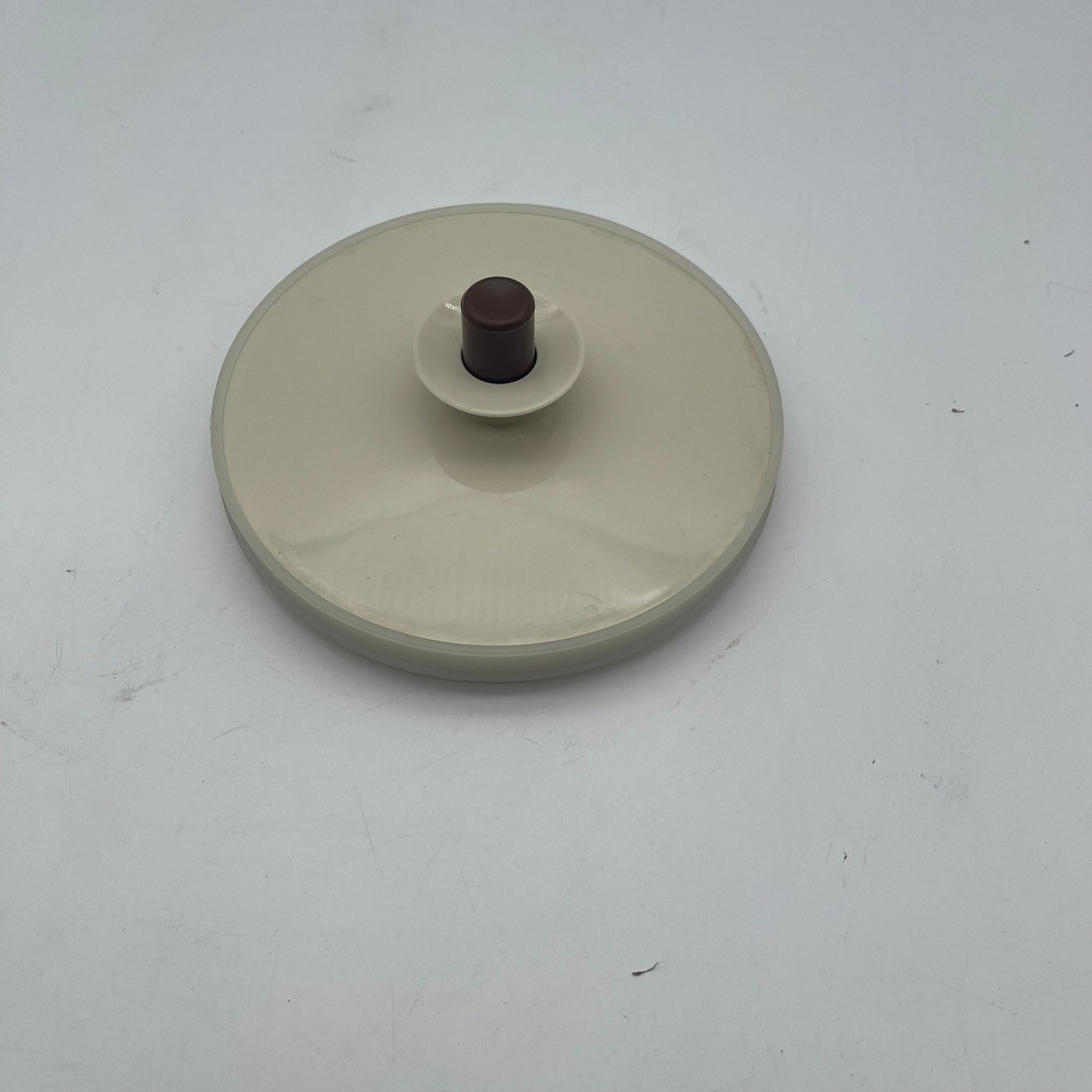 Tupperware Vintage Servalier Push Button Lid Almond Beige Brown Sunburst Seal